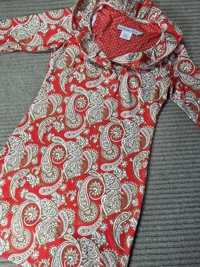 Gretchen Scott S Ruffle Neck Shift Dress Womens 3/4 Sleeve Short Vibrant